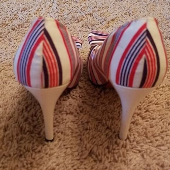 Anne Michelle Heels Shoes Peep Toe Pumps STILETTO Strip Women's WOMAN'S Size 5½ - Picture 4 of 14